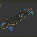Sports Equipment Longboard Skateboard With Blue Wheels And Black Wooden Deck For Sports