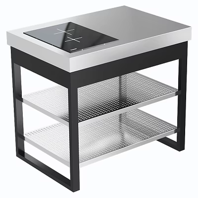 Modern Sideboard With Metal Frame Stainless Steel Top And Mesh Shelves 3d model