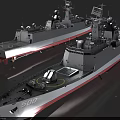 Two Modern Warships Featuring Radar Systems And Weaponry On Gray Hull Surface 3d model