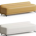Modern Yellow and White Leather Sofa Bench with Sleek Design and Slender Black Legs