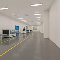 Modern Industrial Workshop Interior With Neatly Arranged Production Line Equipment And Yellow Dividing Lines