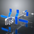 Commercial Equipment With Blue Solar Panels Metallic Structure And Industrial Antennas