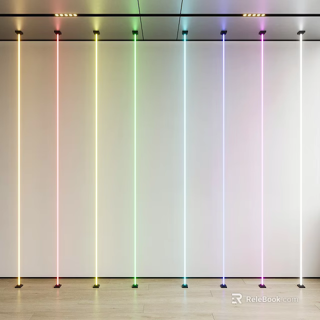 Colorful LED Floor Lamp With Vertical Light Strips Modern Design Ambient Lighting 3d model 