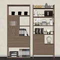 Modern Wooden Display Shelf with Open Shelves Ceramic Vases Books and Ornaments