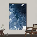 Abstract Painting With Blue And White Fluid Texture For Contemporary Wall Decor
