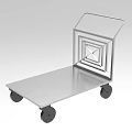 Durable Industrial Metal Cart With Flat Platform MultiLayer Handle And Four Wheels