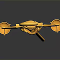 Intricate Golden Sculpture Featuring Ankh Symbol And Scales On Scepter