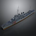 Detailed Warship Model Watercraft With Smokestacks Masts And Number 76