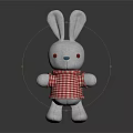 White Rabbit Plush Doll With Long Ears Red Eyes And Red Checkered Shirt