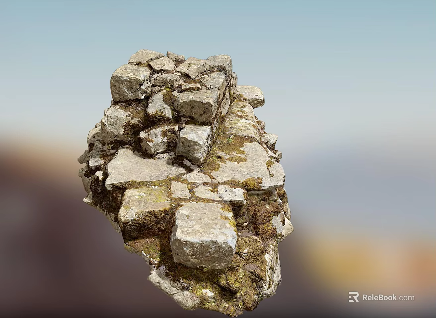 Natural Stone Wood Combined Structure With Rustic Stacked Texture And Earthy Tones 3d model 