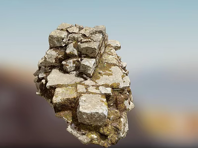 Natural Stone Wood Combined Structure With Rustic Stacked Texture And Earthy Tones 3d model