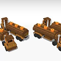 Electric Toy Wooden Oil Tanker Trucks With Orange Tops Black Wheels And Yellow Headlights