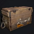 Vintage Wooden Trunk With Worn Surface Metal Clasps And Rope Handle Design