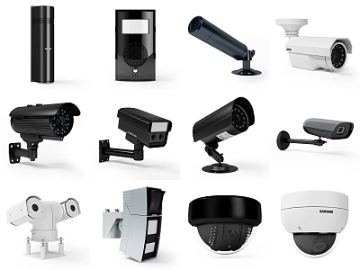 Projection Monitoring Security Cameras With Various Types And Designs For Surveillance 3d model
