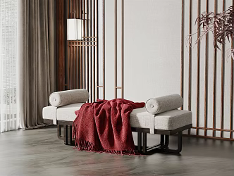 New Chinese Style Bed End Stool Sofa Stool 3d model
