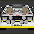 Audi Race Car Model With White Yellow Red Stripes And Sponsor Logos Number 2