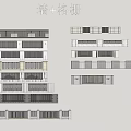 Building Facade Design with Row Windows Tower Windows and Combined Windows 3d model