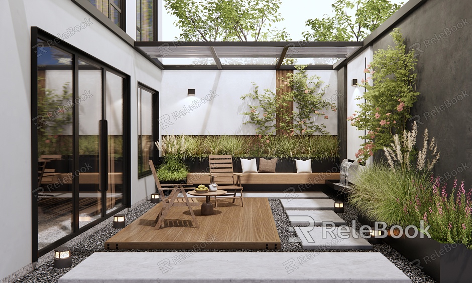 Modern courtyard courtyard landscape model