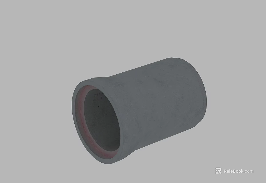 Cylindrical Concrete Building Component With Red Inner Edge And Smooth Exterior Surface 3d model 