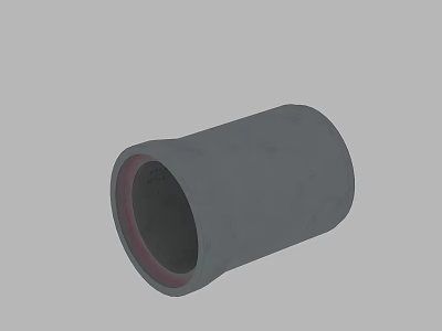 Cylindrical Concrete Building Component With Red Inner Edge And Smooth Exterior Surface 3d model