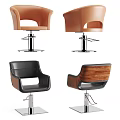 Modern Swivel Chairs Featuring Brown Leather Black And Wooden Seats With Metal Bases