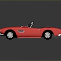 Red BMW Classic Convertible Car With Open Top And Retro Design