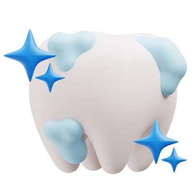 Tooth Shaped Decorative Ornament Set With Blue Patches And Sparkling Stars For Home Decor 3d model
