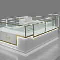 Jewelry Store Elegant Display Counter With Glass Showcase And Gold Trim