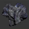 Wood Stone Decorative Piece With Blue Purple Shimmer And Textured Surface