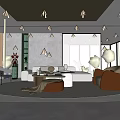 Modern Living Room Interior Design With White Sofa Grey Wall Wooden Accent And Green Plants