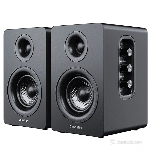 FOCAL Black Desktop Active Speakers With 2.0 Channel Control Knobs And Stereo Sound 3d model 