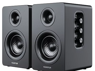 FOCAL Black Desktop Active Speakers With 2.0 Channel Control Knobs And Stereo Sound 3d model
