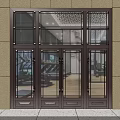 Modern Double Doors With Glass Panels And Metal Frame On Building Exterior