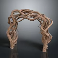 Natural Plant Archway With Twisted Tree Branches For Garden Decoration Against Gray Reflective Ground