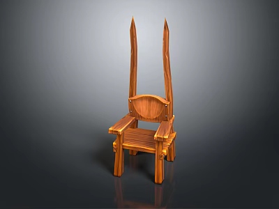 Classic Wooden Leisure Chair Design With High Backrest And Armrests Structure 3d model