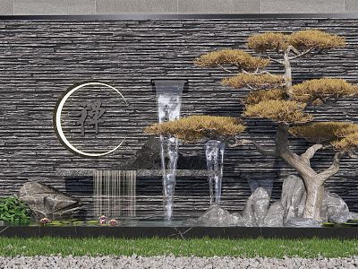 New Chinese style landscape sketch water drop wall rockery waterscape pine waterscape sketch courtyard landscape stone model