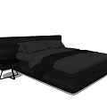 Modern Double Bed Design with Upholstered Headboard and Small Nightstand 3d model