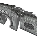 Chinese Style Gate Ancient Building Gate Entrance Door Head 3d model