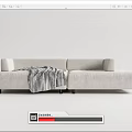 Modern double sofa fabric multi-person sofa 3d model