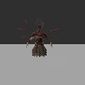 Skeleton Warrior Character With Spiked Crown Red Blades And Ornate Armor