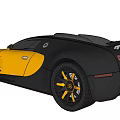 Luxury Bugatti Sports Car With Yellow Black Checkerboard Body And Yellow Wheels