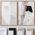 Minimalist Abstract Paintings With Geometric Shapes Textures Neutral Tones And Wooden Frames