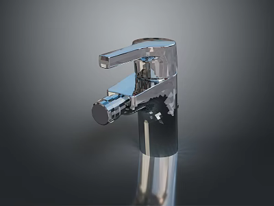 Modern Chrome Faucet With Single Handle And Sleek Design For Home Bathroom Or Kitchen 3d model