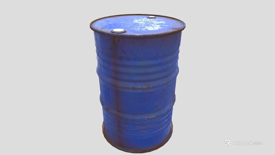 Industrial Equipment Blue Metal Storage Drum with Rustic Finish and Durable Design 3d model 