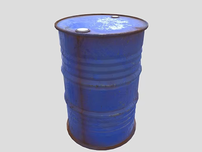 Industrial Equipment Blue Metal Storage Drum with Rustic Finish and Durable Design 3d model