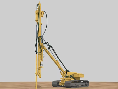 Yellow Crawler Mounted Drilling Machine With Long Drill Rod And Hydraulic System 3d model