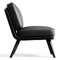 Stylish Black Leather Single Sofa With Modern Design And Wooden Legs