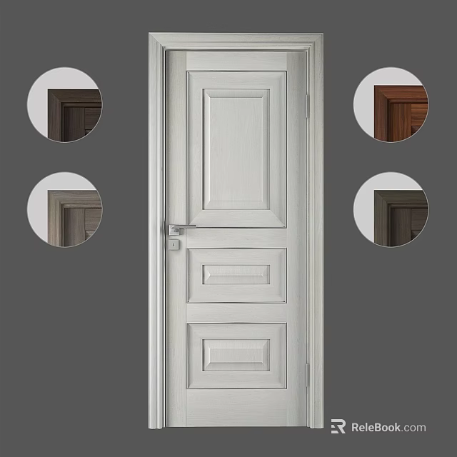 Classic Hinged Door With Panel Design And Multiple Color Options For Home Interior 3d model