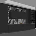 Stylish Modern Kitchen Interior With Sleek Dark Gray Cabinets And Marble Backsplash