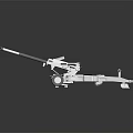 White Mechanical Military Equipment Model With Long Gun Barrel And Wheels